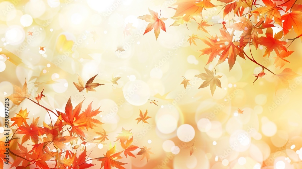 Autumn orange banner with blurred maple leaves, ideal for seasonal designs and fall projects. Autumn orange banner with blurred maple leaves, ideal for seasonal designs and fall projects.