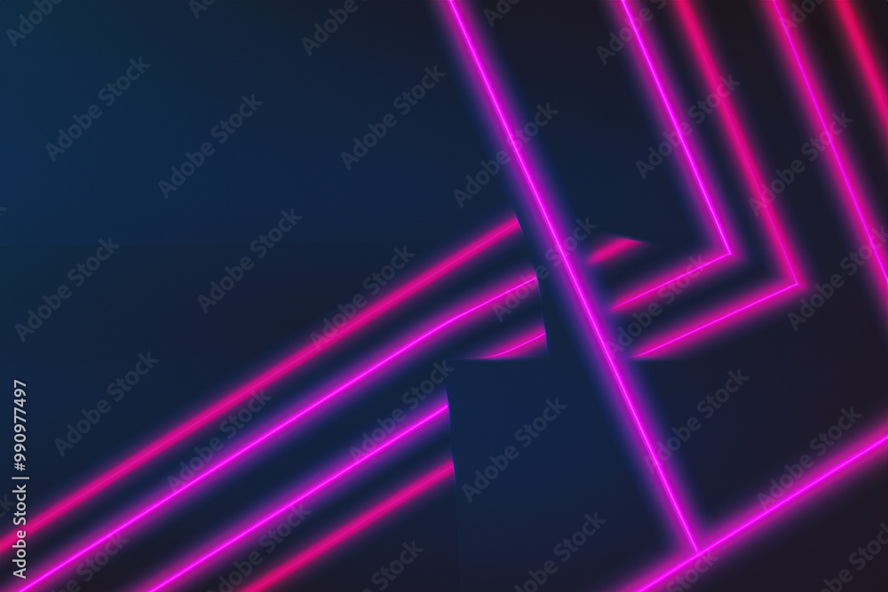 Abstract geometric background with pink neon lines on dark blue. Abstract geometric background with pink neon lines on dark blue.
