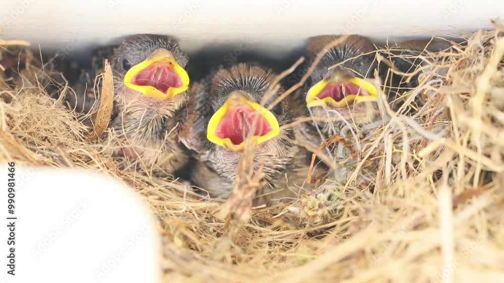 餌を待つすずめのヒナたち 餌を待つすずめのヒナたち