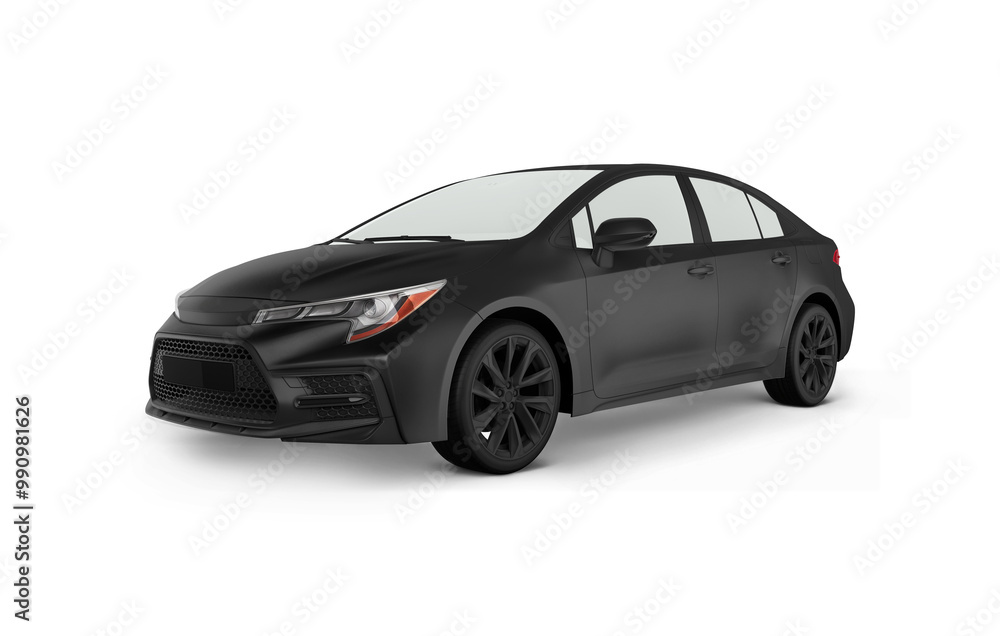 Naklejka premium Sleek Black Sedan with Modern Design