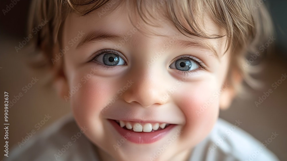 Joyful Close up Portrait of a Smiling Three Year Old s Beaming Face Showing Playful Expression with Soft Focus Background to Highlight Their Features Joyful Close up Portrait of a Smiling Three Year Old s Beaming Face Showing Playful Expression with Soft Focus Background to Highlight Their Features