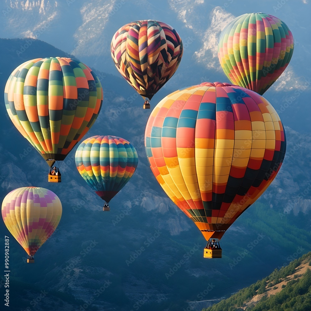 Fototapeta premium Hot air balloons creating a colorful scene in sky image