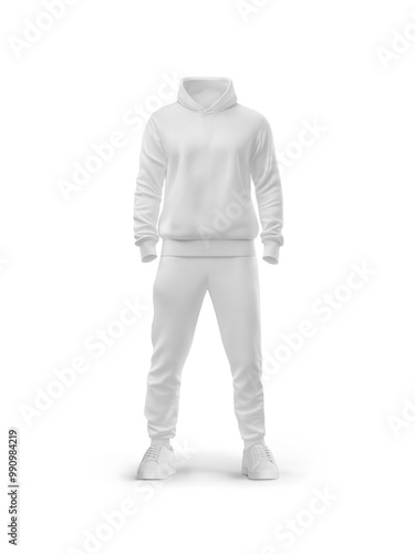 White Hoodie and Sweatpants Set on Mannequin