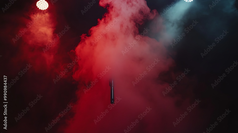 Obraz premium Red Smoke Billowing on a Dark Stage