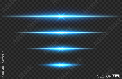 Laser light beam on black background. Vector illustration