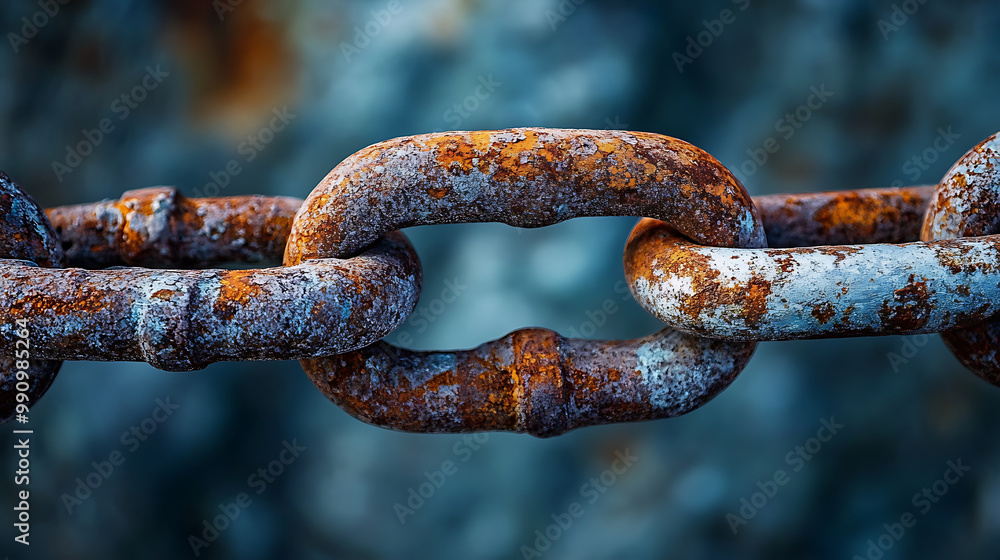 Worn-out, rusted chain links with detailed corrosion and rough texture Worn-out, rusted chain links with detailed corrosion and rough texture
