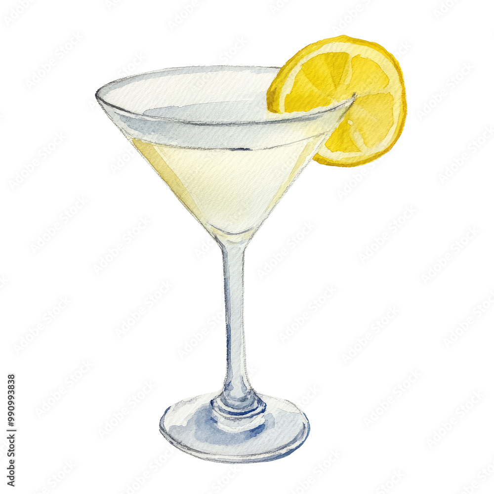 custom made wallpaper toronto digitalPNG cocktail in martini glass, watercolor illustration. Beverage and party concept