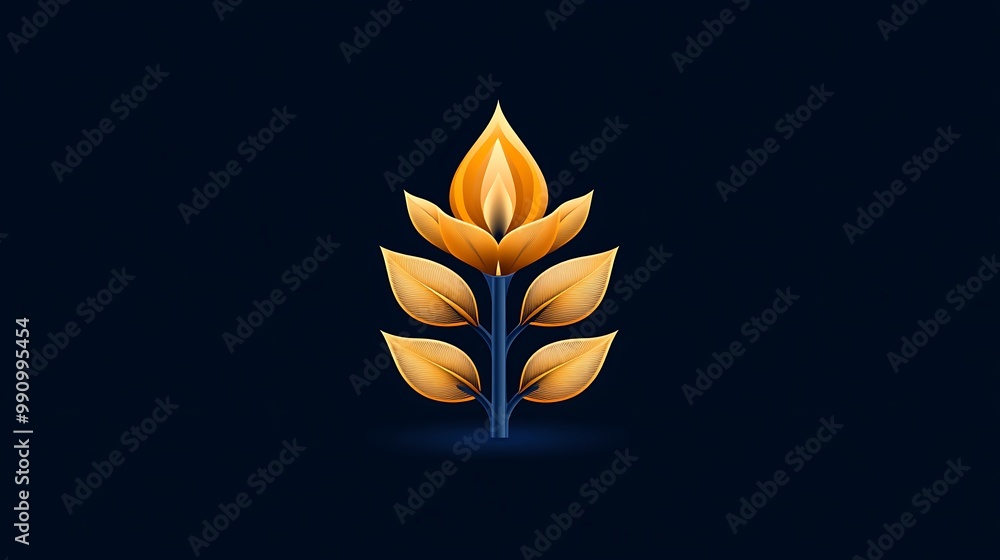 Elegant Golden Plant Design on Dark Background Elegant Golden Plant Design on Dark Background