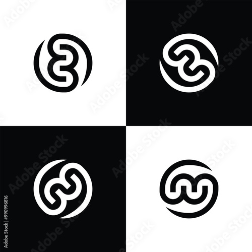 MW logo, BE logo, EB logo WM logo, circular letters,