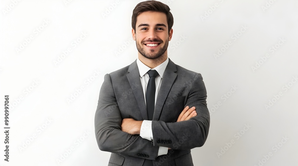 Confident Corporate Executive in Formal Attire Posing with Smile Confident Corporate Executive in Formal Attire Posing with Smile