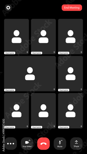 Virtual meeting grid showcasing multiple participants in an online conference call during the day