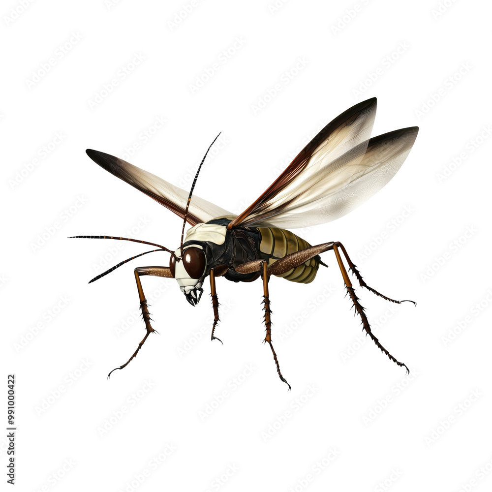 Close-up of a Flying Wasp with Transparent Wings Close-up of a Flying Wasp with Transparent Wings