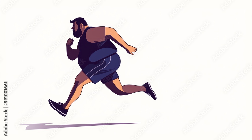 An overweight fat man in sports clothing is running with determination striving to lose fat and regain vitality ai generated sports Illustration An overweight fat man in sports clothing is running with determination striving to lose fat and regain vitality ai generated sports Illustration