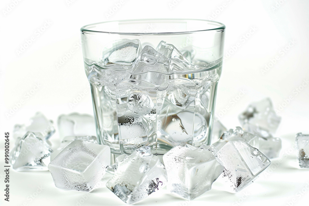 water glass full of ice isolated on white water glass full of ice isolated on white