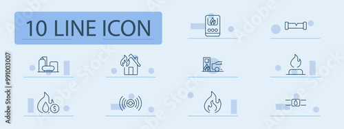 Fire and safety set icon. House fire, gas leak, extinguisher, alarm, smoke detector, flames, combustion, safety, insurance, prevention, emergency, response, risk, warning, fire protection.