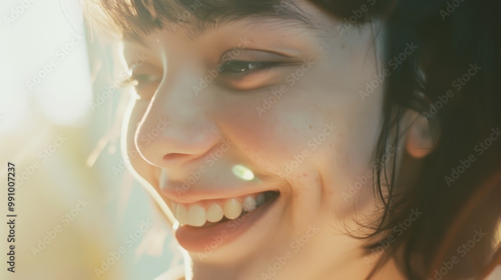 A softly lit, moment-capturing image of a person smiling warmly, bathed in golden sunlight, radiating happiness and serenity. A softly lit, moment-capturing image of a person smiling warmly, bathed in golden sunlight, radiating happiness and serenity.