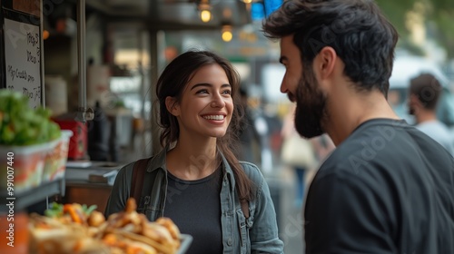 Two people smiling at each other