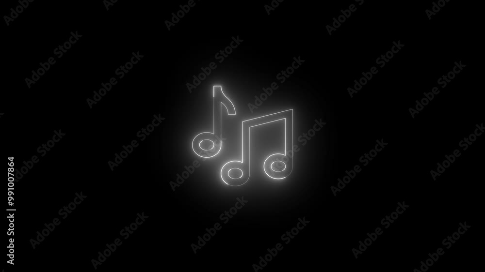 Neon audio icon white glowing black background animation Neon audio icon white glowing black background animation