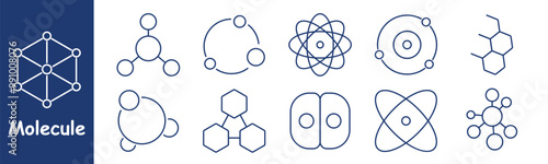 Molecule icon. Molecular structure, atom, chemical bonds, hexagons, electrons, particles, scientific research, atomic orbit, molecular biology, scientific data, physics, molecular interaction, science