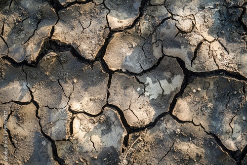 Dried riverbed texture with cracked, curled mud forming unique patterns