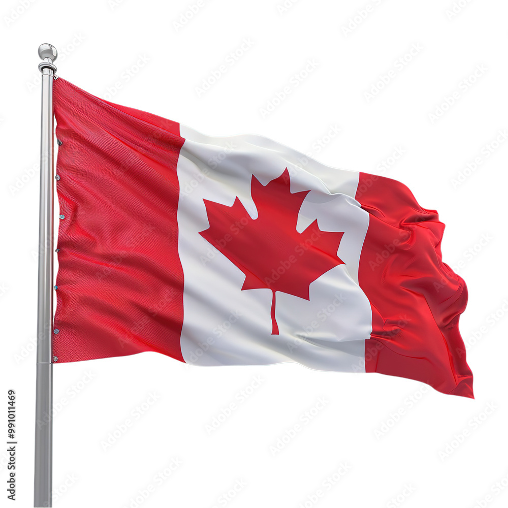 3D Waving Flag of Canada on Transparent Background 3D Waving Flag of Canada on Transparent Background