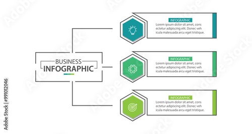 Business infographic template. 3 Step timeline journey. Process diagram, Infographic elements vector illustration.