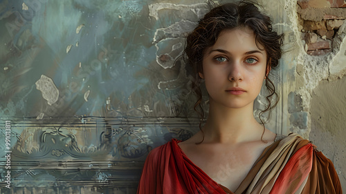 Portrait of ancient roman woman. generative ai.