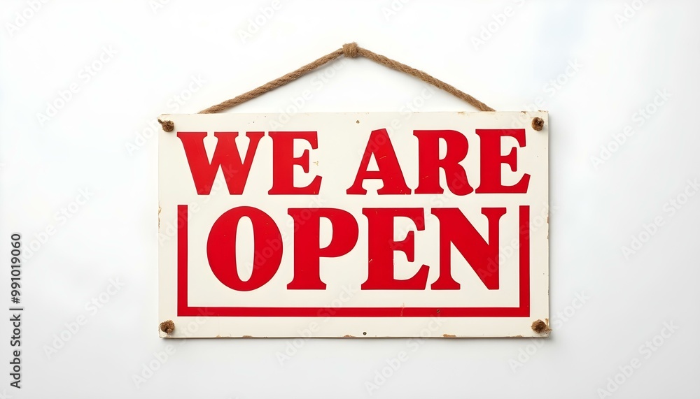 We are open sign isolated on a white background We are open sign isolated on a white background