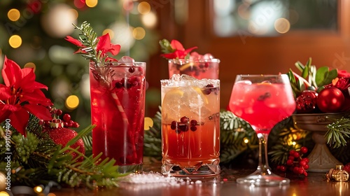 Customary holiday drinks at with flowers