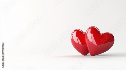 Wallpaper Mural Two red glossy hearts on white background. Torontodigital.ca