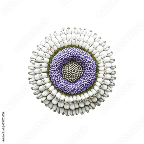 Abstract Floral Pattern with Purple and White Circles