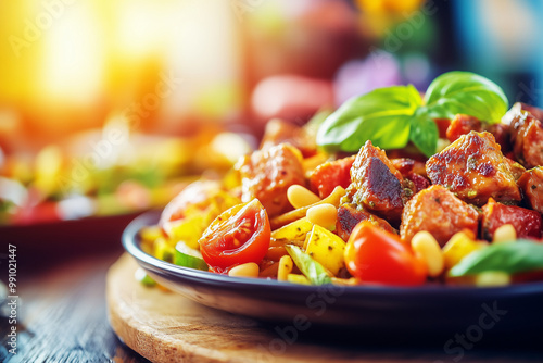 Vegan Gluten-Free Zoodle Pasta with Basil Pesto and Cherry Tomatoes photo