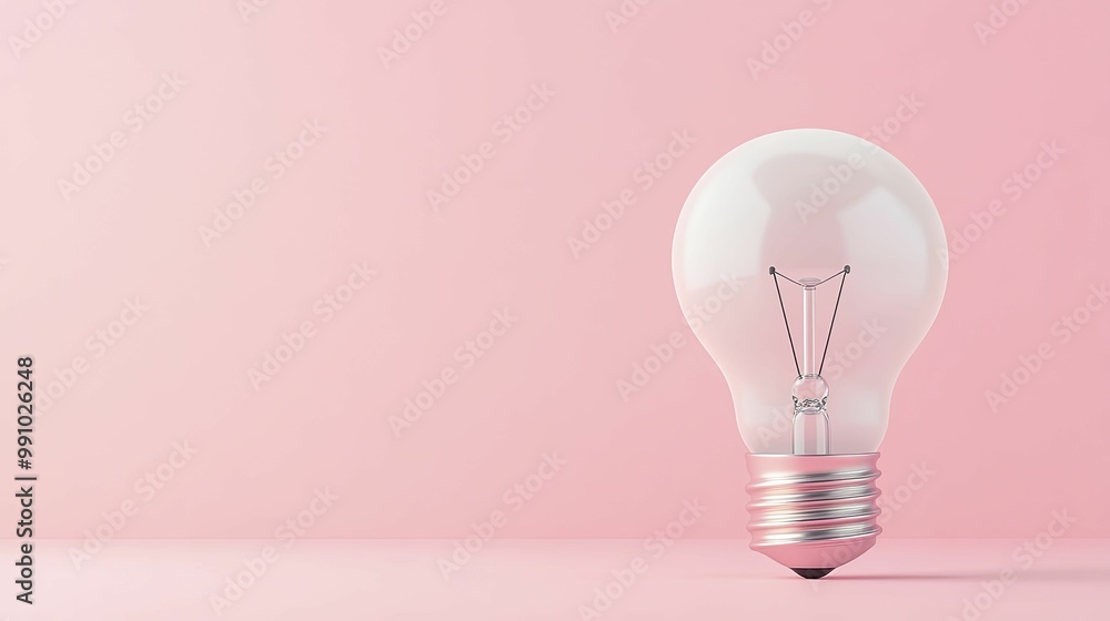Illuminating Ideas: A Light Bulb Glows Against a Soft Pink Background, Symbolizing Creativity and Inspiration in a Bright, Playful Setting Illuminating Ideas: A Light Bulb Glows Against a Soft Pink Background, Symbolizing Creativity and Inspiration in a Bright, Playful Setting