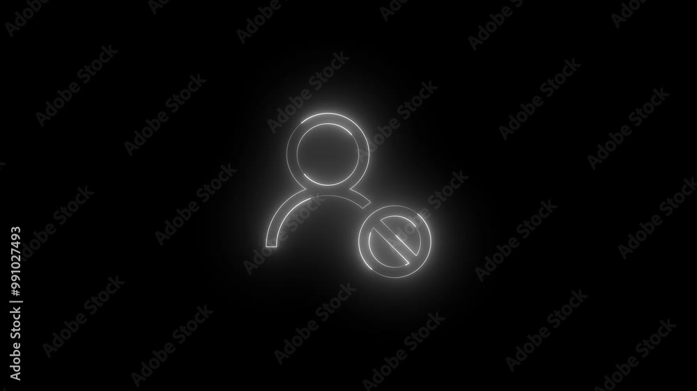 Neon block contact icon white glowing black background animation Neon block contact icon white glowing black background animation