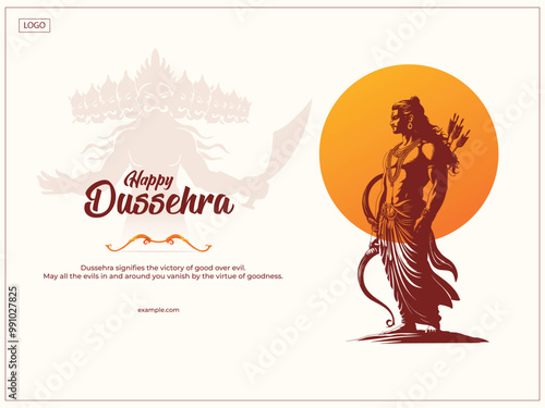 Happy Dussehra festival of India. of Lord Rama killing Ravana. vector illustration design
