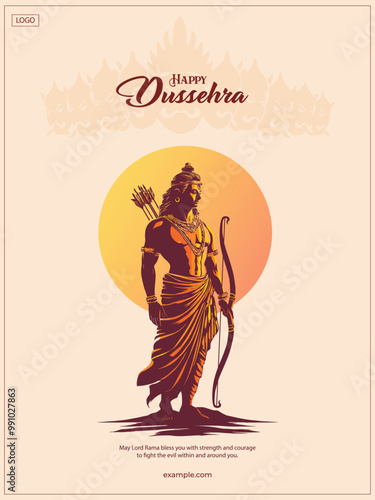 Happy Dussehra festival of India. of Lord Rama killing Ravana. vector illustration design
