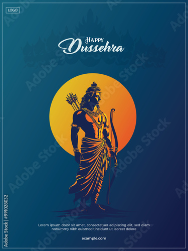 Happy Dussehra festival of India. of Lord Rama killing Ravana. vector illustration design
