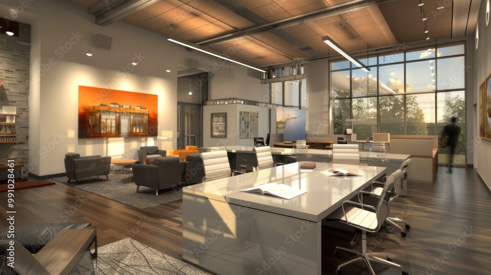 Modern Office Interior with Natural Light and Modern Furniture Modern Office Interior with Natural Light and Modern Furniture