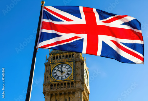 Union Jack waving in front of Big Ben.