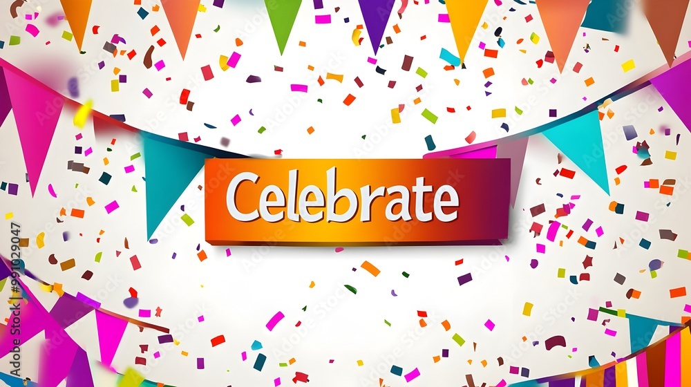 Obraz premium Vibrant Confetti with Colorful Flags and Joyful Banner