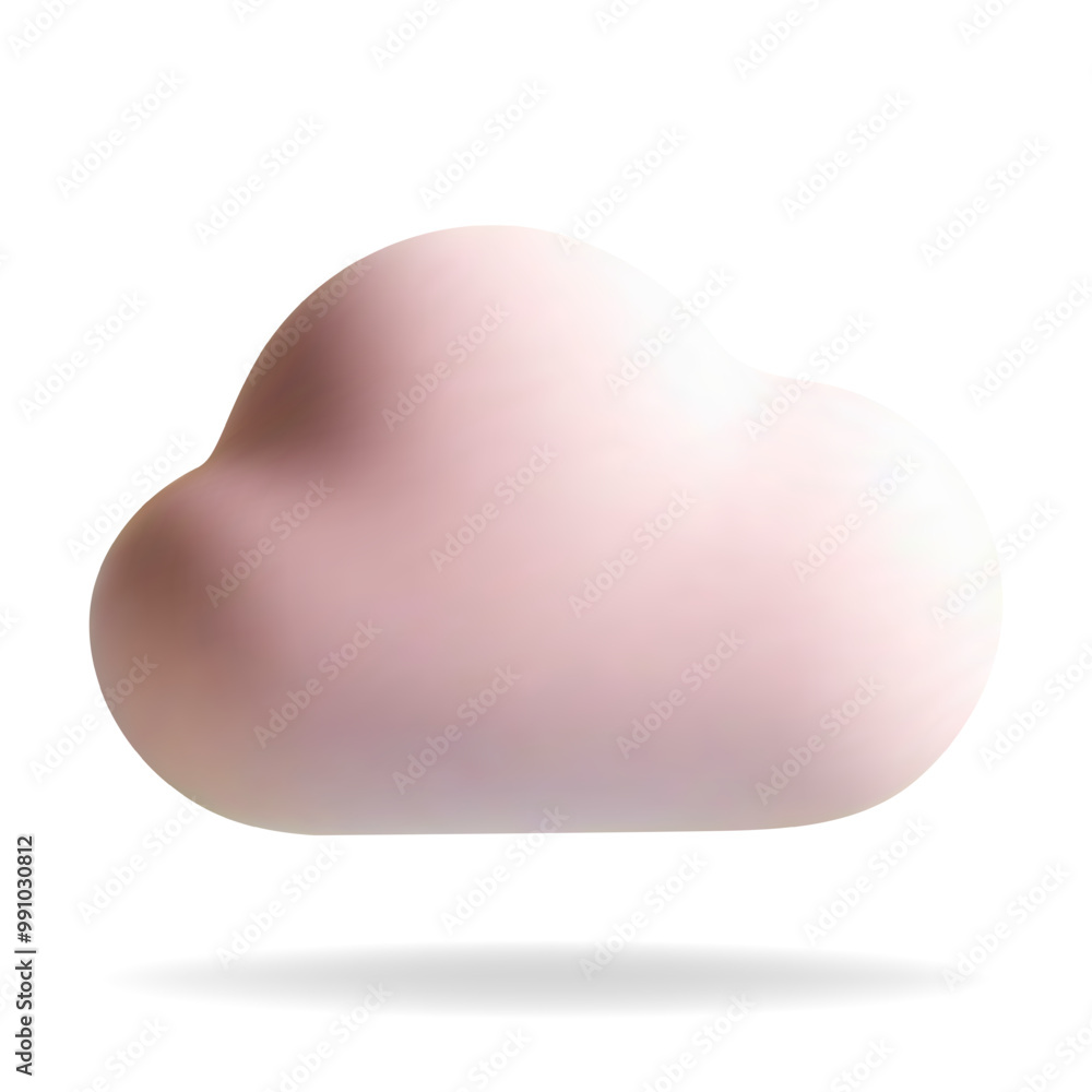 3d plastic pink cloud. Nursery element. 3d soft cloud shape. Pastel color. 3d plastic pink cloud. Nursery element. 3d soft cloud shape. Pastel color.