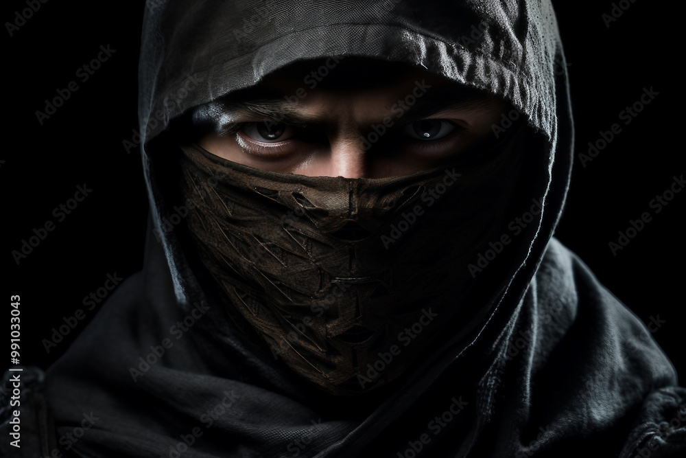 Generative AI illustration of secret agent spy person classic spy movie stylish action clothes scene Generative AI illustration of secret agent spy person classic spy movie stylish action clothes scene