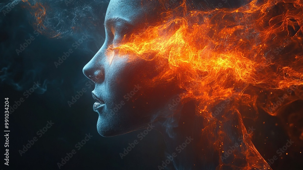 Numerical figures visually emerge from a person's head. Numerical figures visually emerge from a person's head.