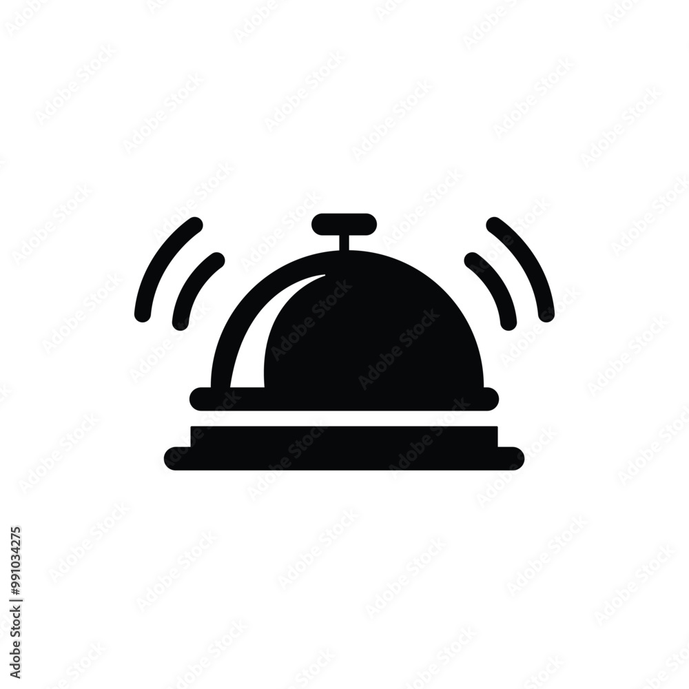 Fototapeta premium Hotel reception bell black and white flat vector icon design