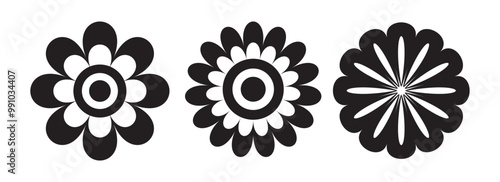 Vector Flower Shapes on Black Colour