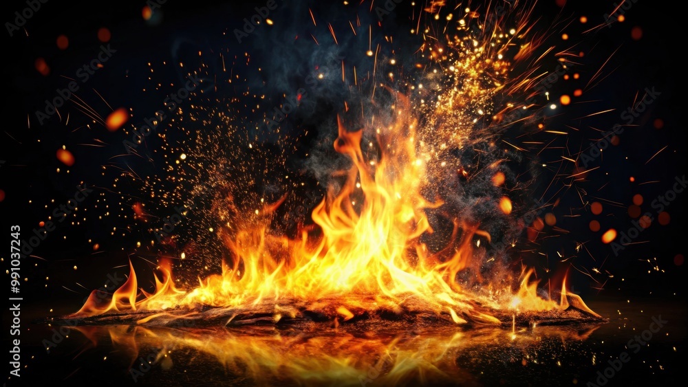 Detail of fire sparks isolated on black background, fire, sparks, detail, isolated, black, background, heat, flame, glow, flare Detail of fire sparks isolated on black background, fire, sparks, detail, isolated, black, background, heat, flame, glow, flare