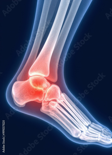 X-ray of Human Ankle with Red Spot