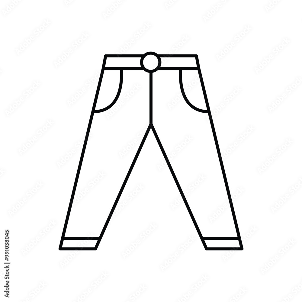 Jeans flat vector icon design. Trousers symbol design and clip art with editable stroke Jeans flat vector icon design. Trousers symbol design and clip art with editable stroke