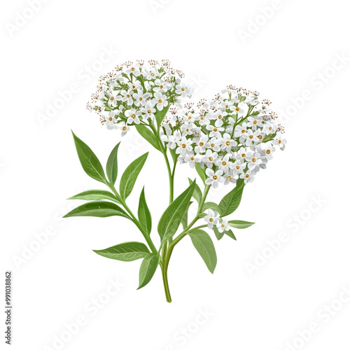 White Elderflower Blossom with Green Leaves