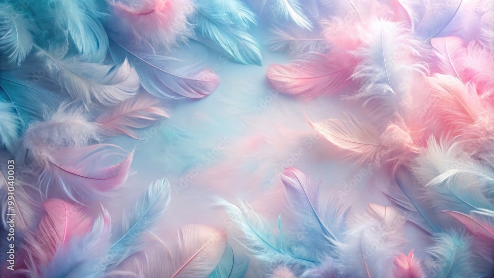 Soft and dreamy background of pastel feathers in pink and blue hues for a gentle and serene atmosphere, pastel, feathers, soft Soft and dreamy background of pastel feathers in pink and blue hues for a gentle and serene atmosphere, pastel, feathers, soft